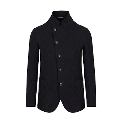 Emporio Armani Black Solid Single-Breasted Stand Collar Jacket D41G57-D1054-1922