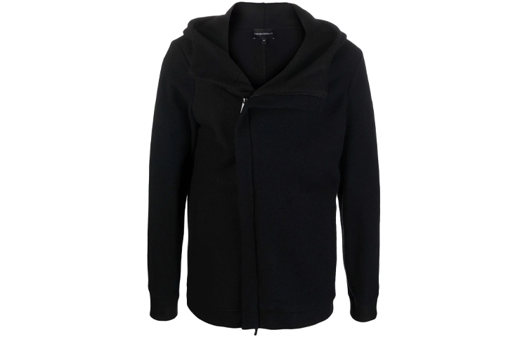 Emporio Armani Black Solid Zip-Up Hoodie Jacket Long Sleeve 6K1B6P-1JT5Z-0999