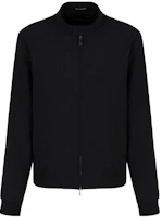 Emporio Armani Black Solid Zip-Up Jacket with Stand Collar H41R28-E1082-1999 Emporio Armani Black Solid Zip-Up Jacket with Stand Collar H41R28-E1082-1999