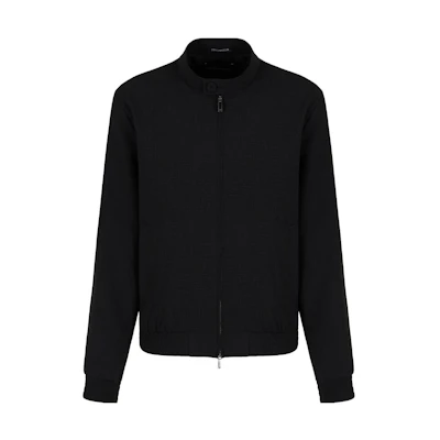 Emporio Armani Black Solid Zip-Up Jacket with Stand Collar H41R28-E1082-1999