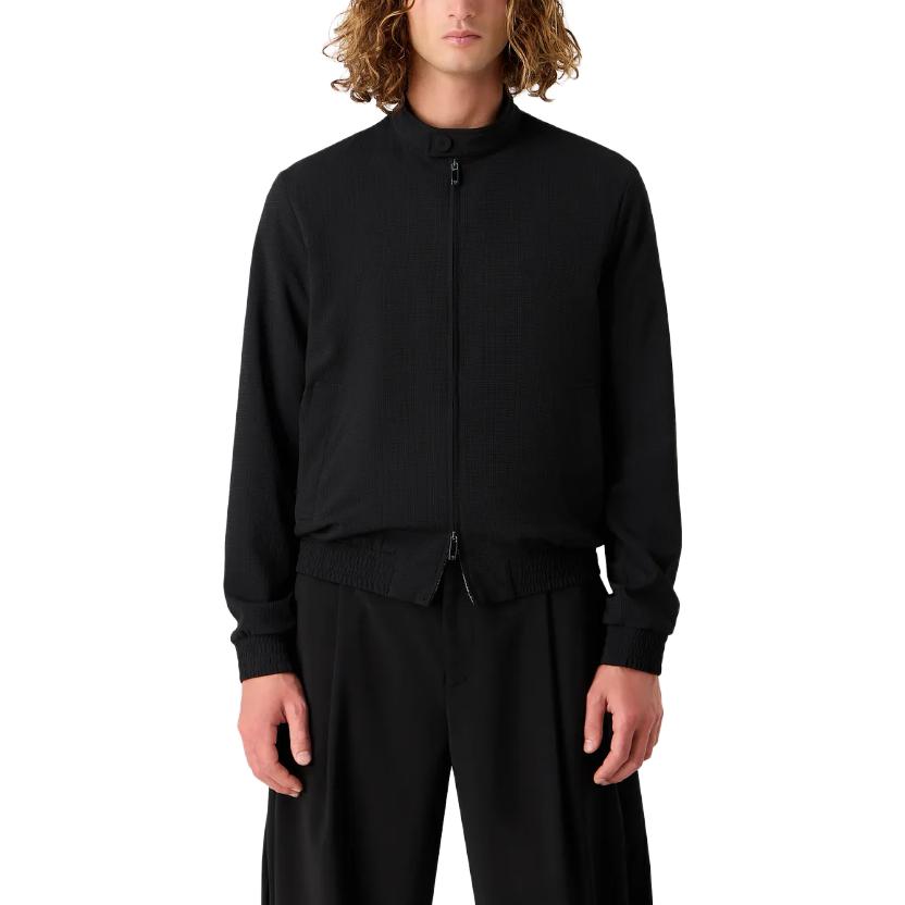 Emporio Armani Black Solid Zip-Up Jacket with Stand Collar H41R28-E1082-1999 圖 3