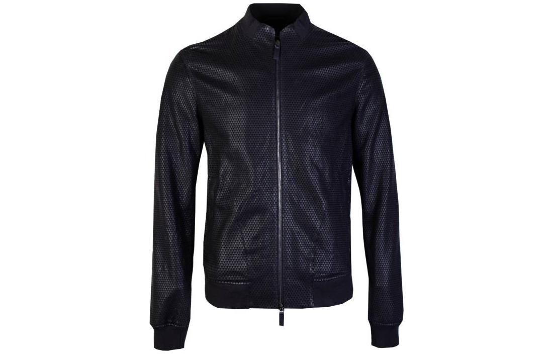 Emporio Armani Black Solid Zipper High Neck Long Sleeve Jacket 23MG185186