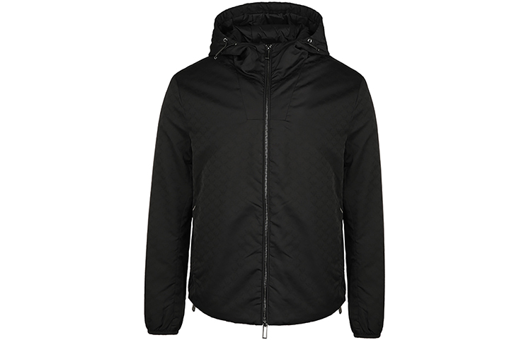 Emporio Armani Black Solid Zipper Hoodie Jacket Long Sleeve Casual 8N1BN4-1NHQZ-F976