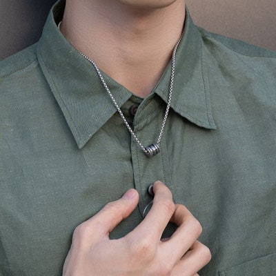 Emporio Armani Black Stainless Steel Beaded Pendant Necklace for Men. EGS2977040 Lookbook Emporio Armani Black Stainless Steel Beaded Pendant Necklace for Men. EGS2977040