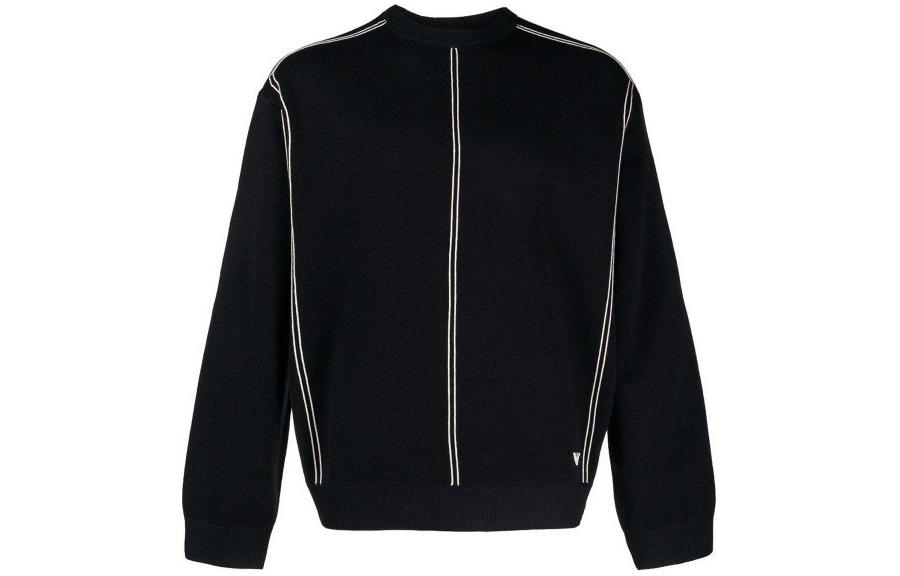 Emporio Armani Black Striped Crewneck Pullover Sweatshirt 6R1MX3-1MOZ-Z0999