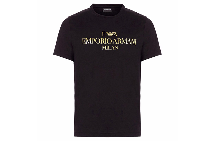 Emporio Armani Black T-Shirt with Gold Logo 3G1TM4-1JHRZ-0999