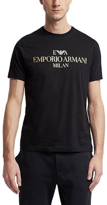 エンポリオアルマーニ ブラックTシャツ ゴールドロゴ入り 3G1TM4-1JHRZ-0999 Lookbook エンポリオアルマーニ ブラックTシャツ ゴールドロゴ入り 3G1TM4-1JHRZ-0999