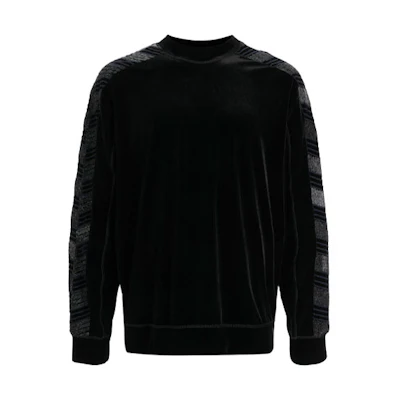 Emporio Armani Black Velvet Effect Striped Sweatshirt. 6K1M7V-1JW4Z-0999