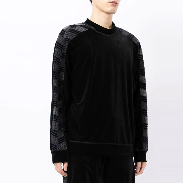 Emporio Armani Black Velvet Effect Striped Sweatshirt. 6K1M7V-1JW4Z-0999 圖 5