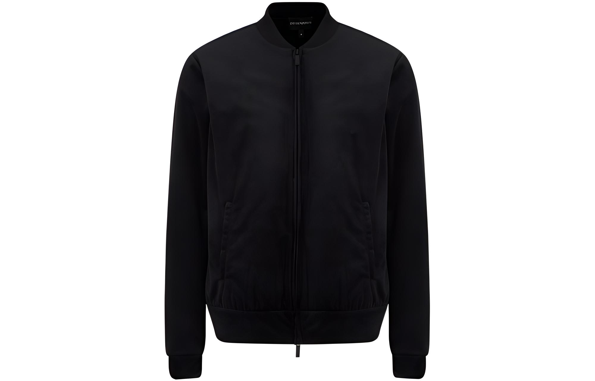 Emporio Armani Black Velvet Embroidered Eagle Logo Jacket 6K1B7Q1JK1Z10999