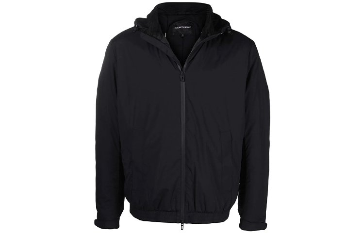 Emporio Armani Black Zip-Up Hooded Casual Jacket Long Sleeve 6K1BC6-1NQKZ-0999