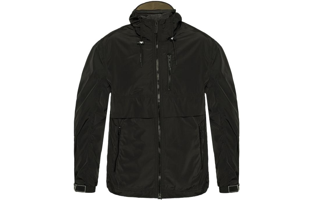 Emporio Armani Black Zip-Up Hooded Jacket 3H1B93-1NXGZ-0999