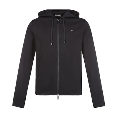 Emporio Armani Black Zip-Up Hoodie 8N1BN2-1JBTZ-0999