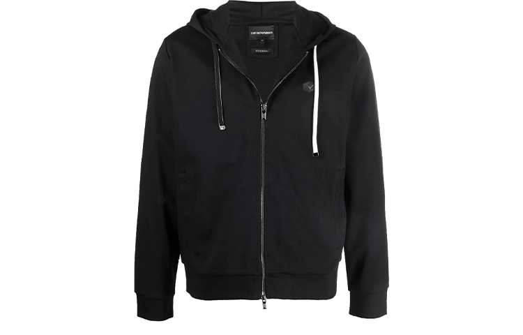 Emporio Armani Black Zip-Up Hoodie Jacket with Logo Patch 8N1MG0-1JBTZ-BLACK