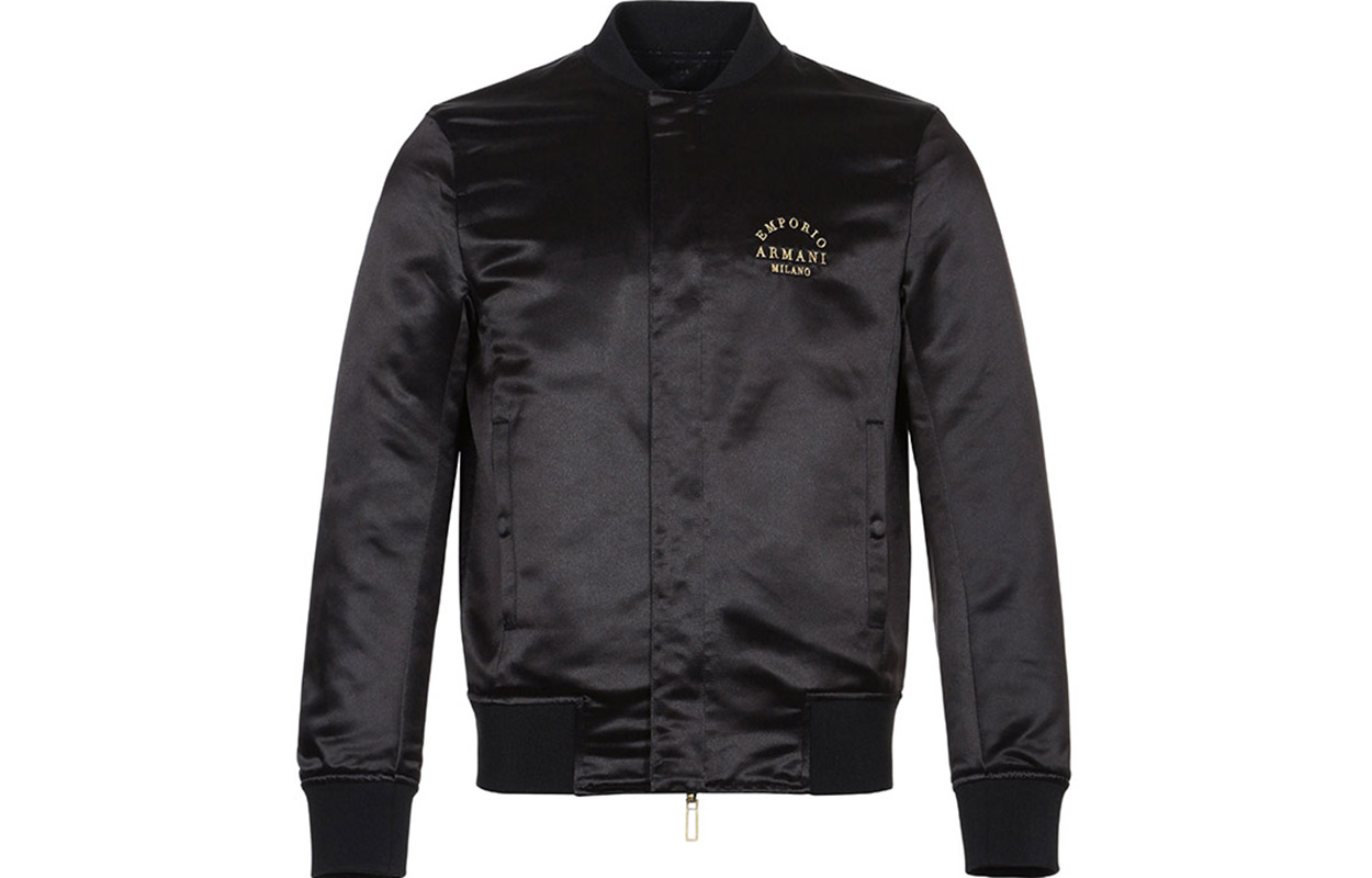 Emporio Armani Black Zip-Up Jacket with Logo Print and Baseball Collar 6G1BP3-1NIJZ-0999