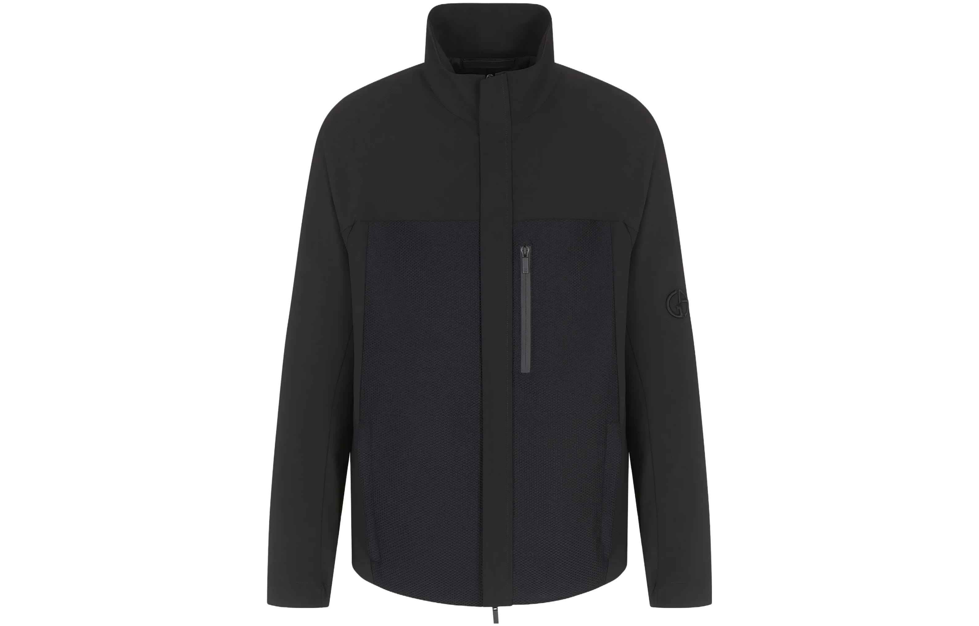 Emporio Armani Black Zip-Up Jacket with Stand Collar 3SGOB097T-000P1-UC99