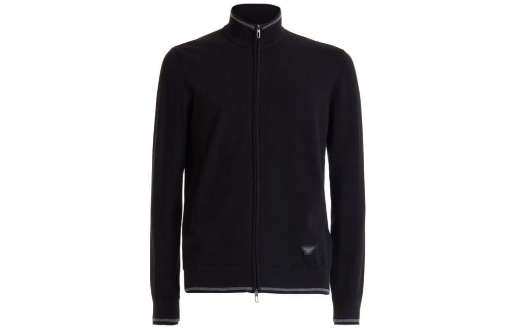 Emporio Armani Black Zip-Up Jacket with Stand Collar 6G1MYL-1MPQZ-0999
