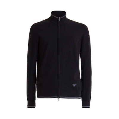 Emporio Armani Black Zip-Up Jacket with Stand Collar 6G1MYL-1MPQZ-0999