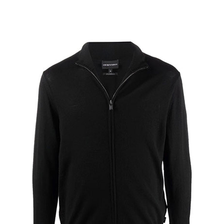 Sizing EMPORIO ARMANI 黑色拉链针织开衫毛衣 FW21 经典简约设计. 8N1MUZ1-MJXZ-0999