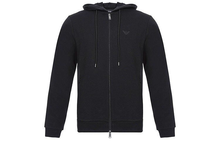 Emporio Armani Black Zipper Sweatshirt with Embroidered Logo 8N1M15-1J07Z-0999