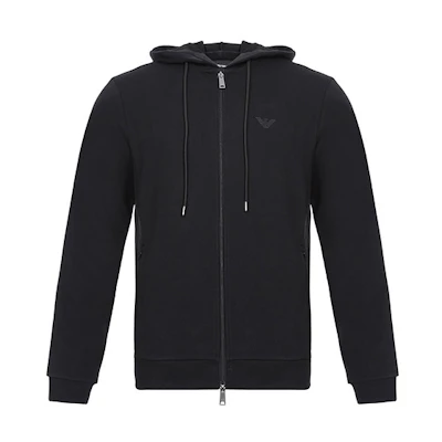 Emporio Armani Black Zipper Sweatshirt with Embroidered Logo 8N1M15-1J07Z-0999