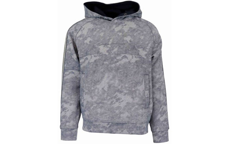 Order Emporio Armani Hoodie Lengan Panjang Biru Kesan Bleach 6H1MA5-1JDUZ-F942