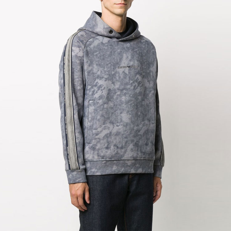 Purchase Emporio Armani Hoodie Lengan Panjang Biru Kesan Bleach 6H1MA5-1JDUZ-F942