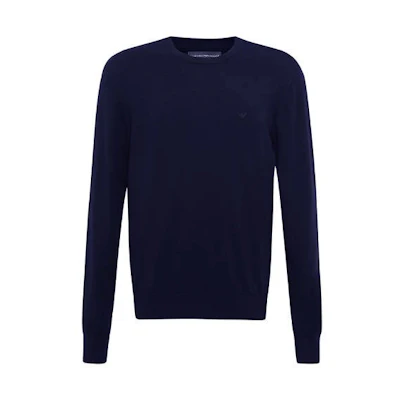 EMPORIO ARMANI Blue Crew Neck Long Sleeve Fitted Knit Sweater 8N1MA-11MPQ-Z924