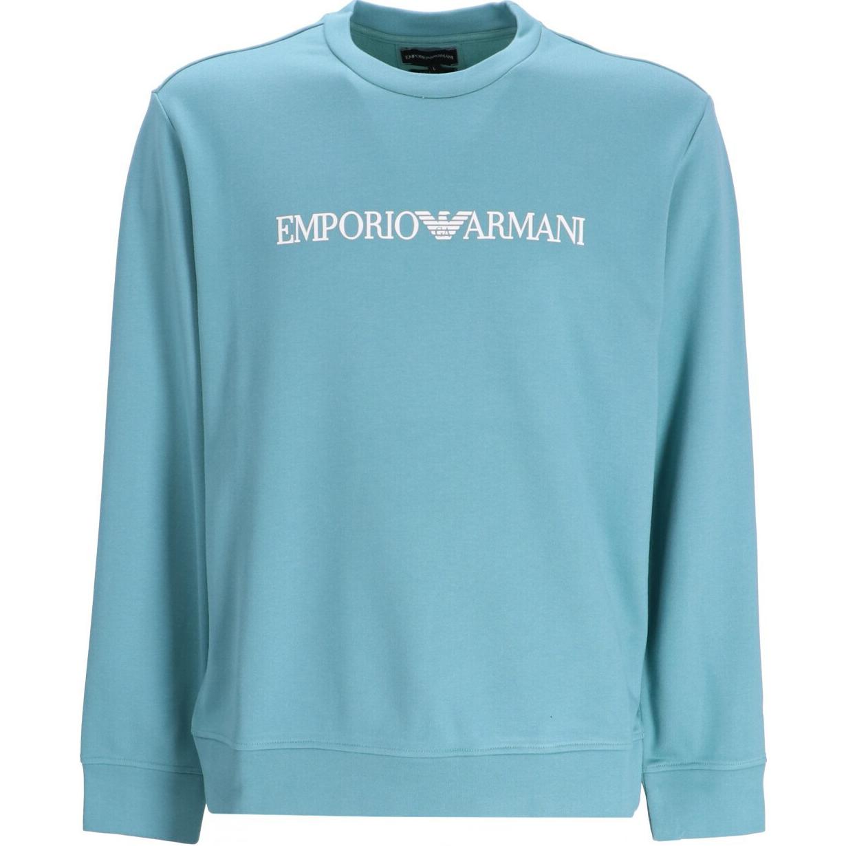 Emporio Armani Blue Crewneck Sweatshirt with Embroidered Logo 8N1MR6-1JRIZ-0776