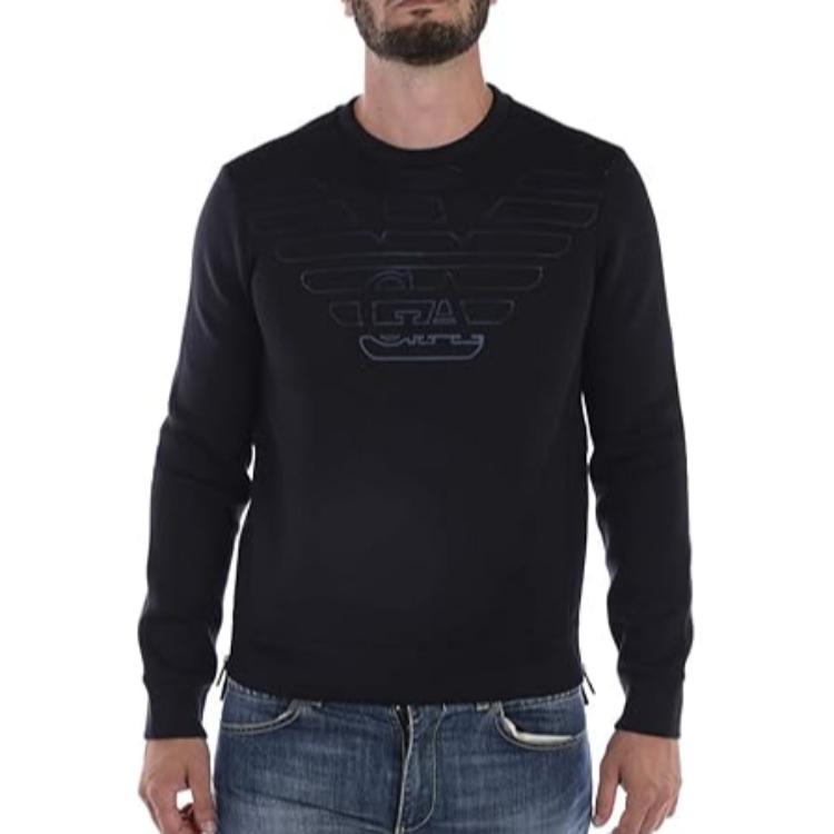 Emporio Armani Blue Crewneck Sweatshirt with Letter Print 6Z1MP0-1JTYZ-F971