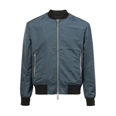 Emporio Armani Blue Eagle Logo Embroidered Zip-Up Jacket 3L1BA5-1NCKZ-09G5