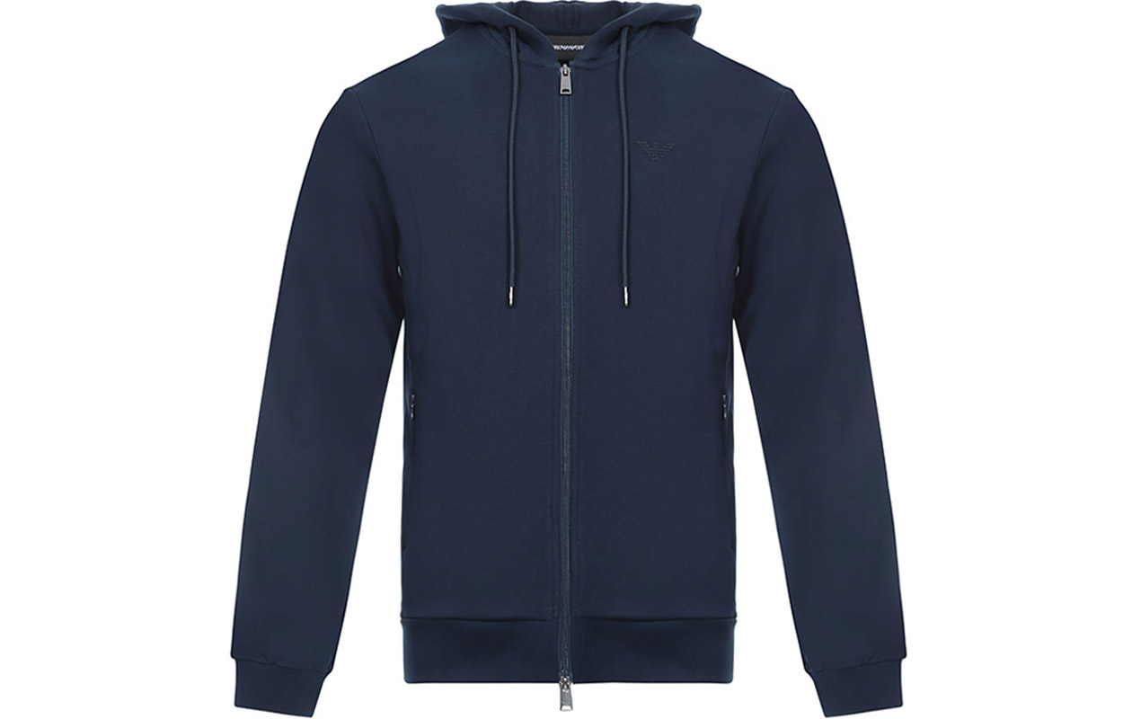 Emporio Armani Blue Eagle Logo Hoodie Full-Zip Casual Sweatshirt 8N1M15-1J07Z-0933