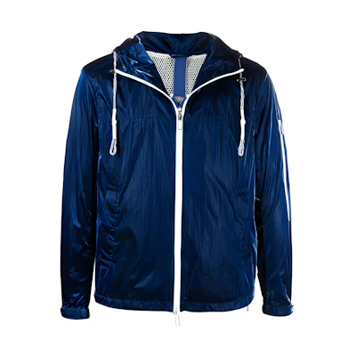 Emporio Armani Blue Glossy Logo Print Zip-Up Hooded Jacket 3K1BT3-1NZUZ-0921