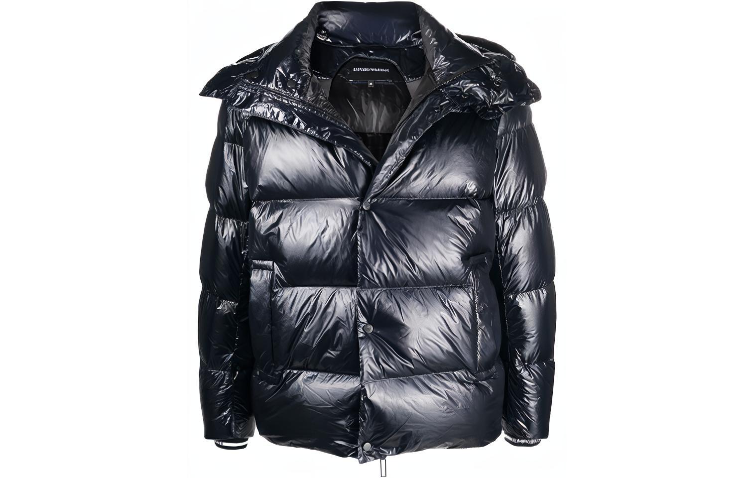 EMPORIO ARMANI Blue Hooded Zip-Up Long Sleeve Down Jacket 6K1B88-1NPDZ-0920