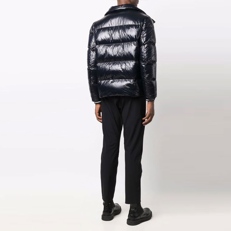 Shop EMPORIO ARMANI 蓝色连帽拉链长袖羽绒外套 6K1B88-1NPDZ-0920