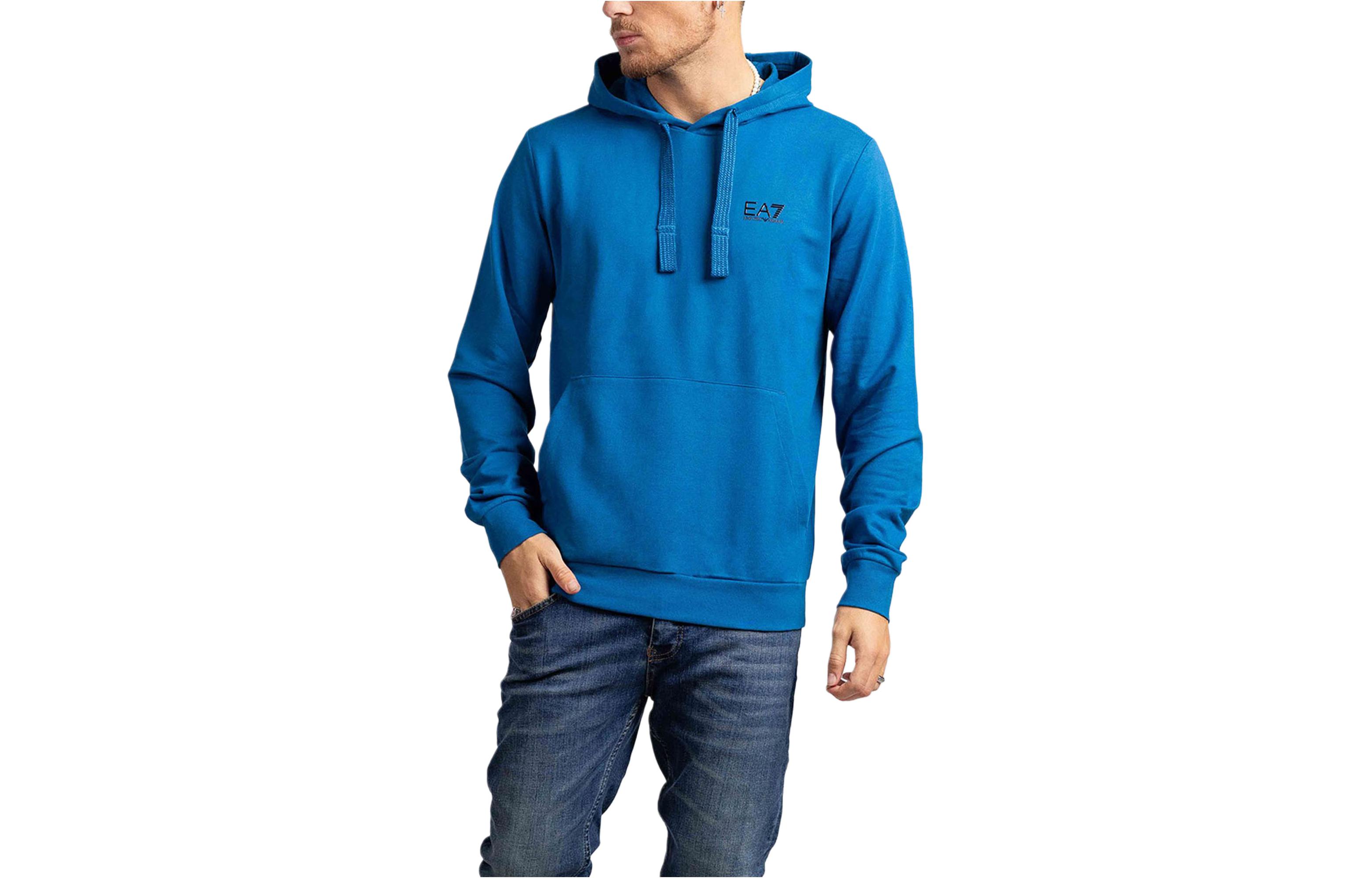 Emporio Armani Blue Hoodie with Embroidered Lettering 8NPM04-PJ05Z-1584