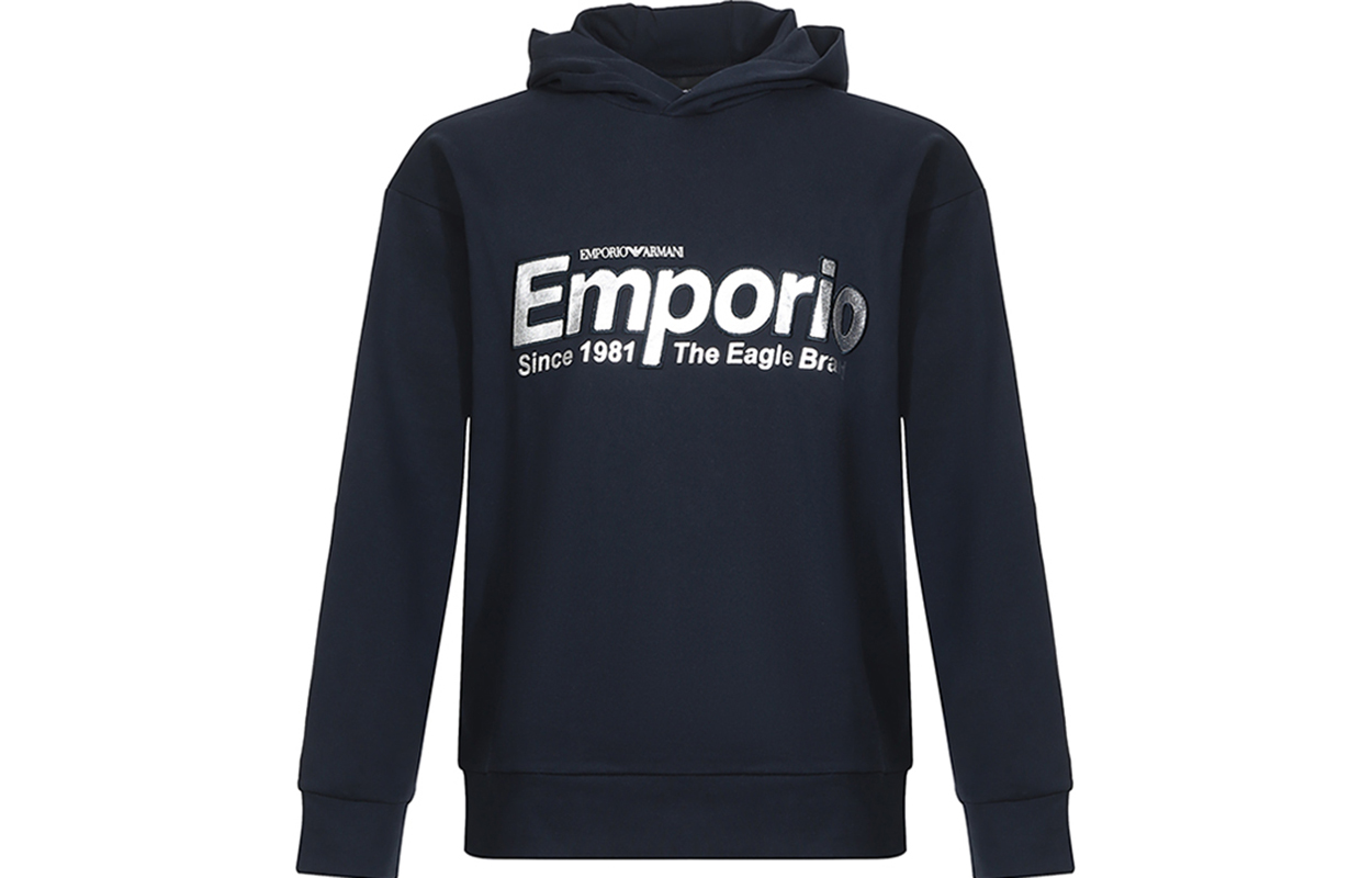 Emporio Armani Blue Hoodie with Silver Logo Design 6G1MF8-1J07Z-0930