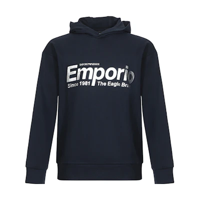 Emporio Armani Blue Hoodie with Silver Logo Design 6G1MF8-1J07Z-0930