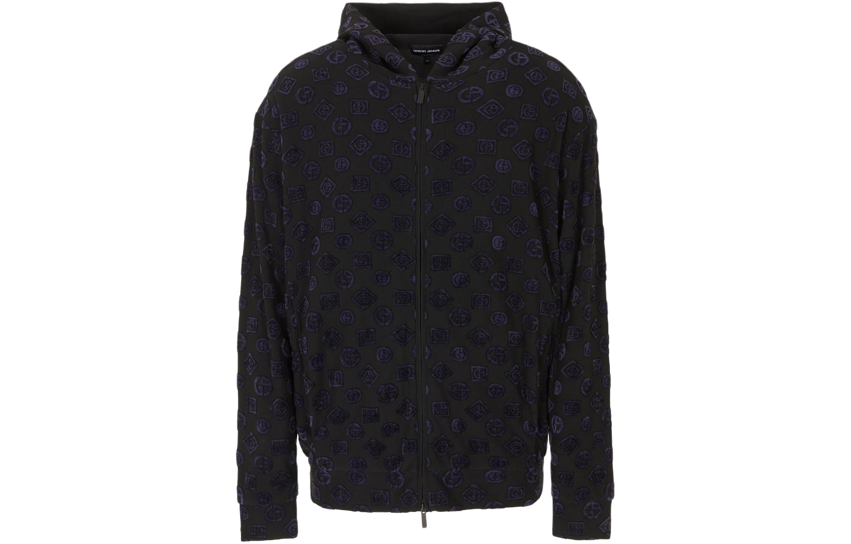 Emporio Armani Blue Letter Jacquard Hooded Zip-Up Sweatshirt 6RSB72S-JSVZ1-PZF2