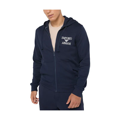 Emporio Armani Blue Letter Print Hooded Zip Slim Fit Jacket 111784-3F571-0135