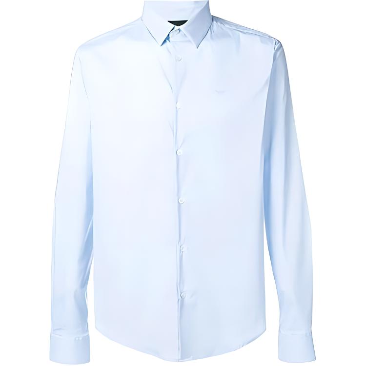 Emporio Armani Blue Logo Embroidered Casual Long Sleeve Shirt. 8N1C09-1N06Z-0784