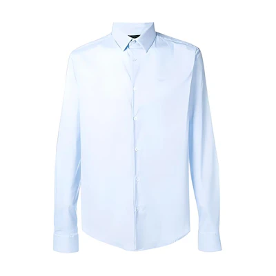 Emporio Armani Blue Logo Embroidered Casual Long Sleeve Shirt. 8N1C09-1N06Z-0784
