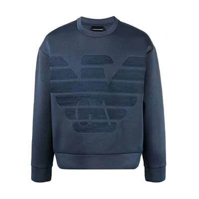 Emporio Armani Blue Logo Embroidered Long Sleeve Sweatshirt 3K1MD5-1JUWZ-0986