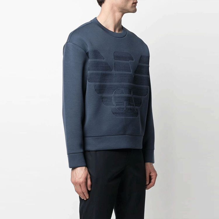 Emporio Armani Blue Logo Embroidered Long Sleeve Sweatshirt 3K1MD5-1JUWZ-0986 圖 4