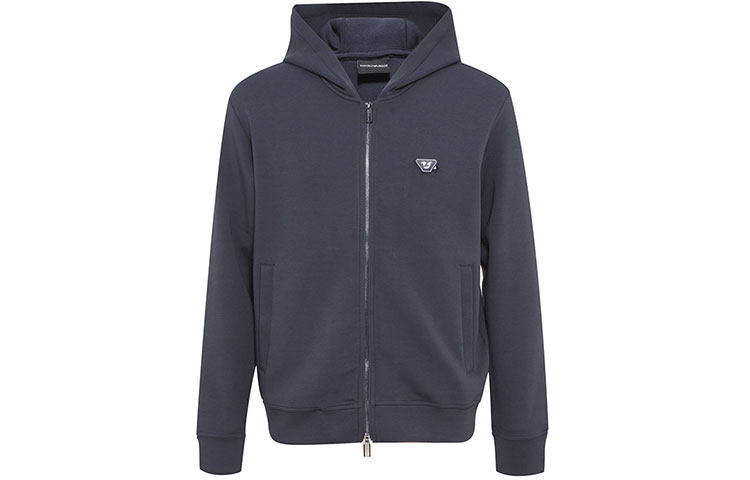 Emporio Armani Blue Logo Plaque Casual Hooded Jacket 6K1MH7-1JHSZ-931