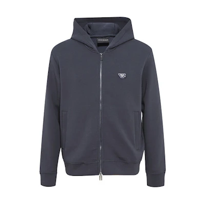 Emporio Armani Blue Logo Plaque Casual Hooded Jacket 6K1MH7-1JHSZ-931