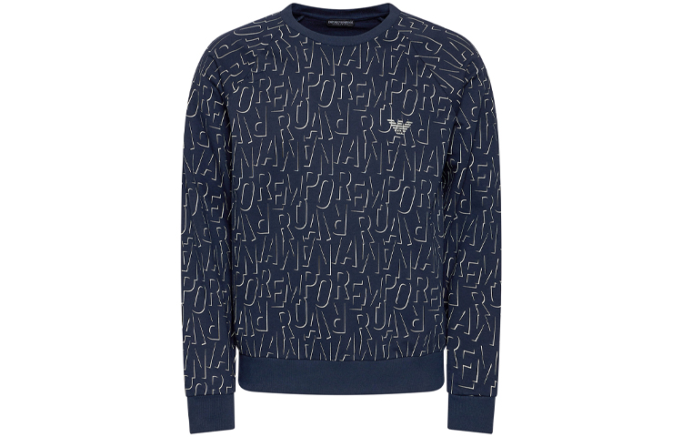 Emporio Armani Blue Logo Print Crewneck Long Sleeve Sweatshirt 111062-1P566-15735