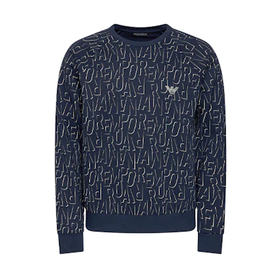 Emporio Armani Blue Logo Print Crewneck Long Sleeve Sweatshirt 111062-1P566-15735
