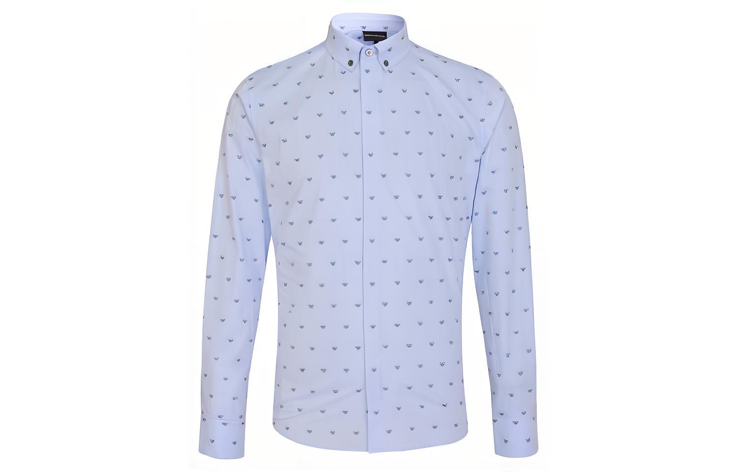 Emporio Armani Blue Long Sleeve Shirt with Eagle Logo 6H1C80-1NC1Z-F702