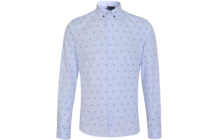 Lookbook Emporio Armani 藍色長袖襯衫搭配老鷹標誌 6H1C80-1NC1Z-F702